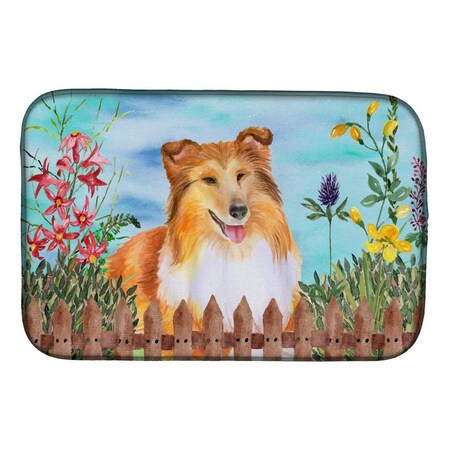 Carolines Treasures Sheltie Spring Dish Drying Mat CK1282DDM